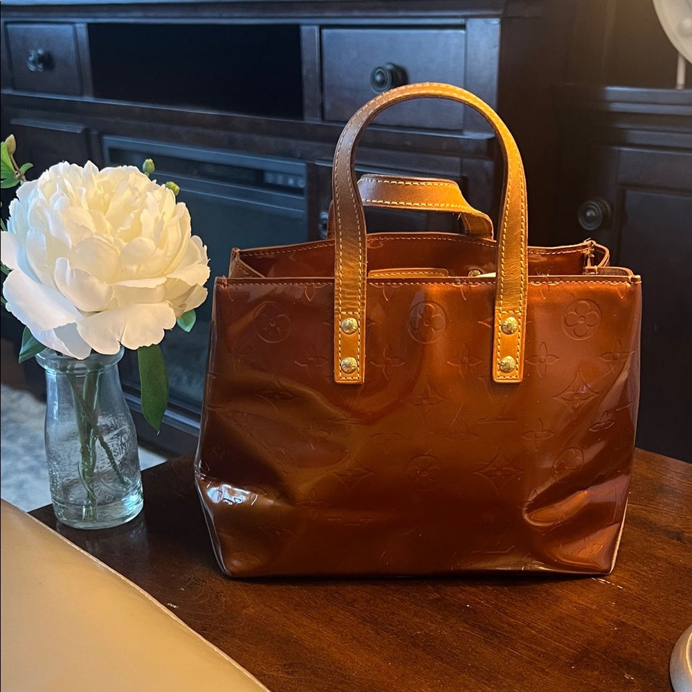 Authentic Louis Vuitton Mini Bronze Monogram Vernis Reade PM Tote - Picture 3 of 17